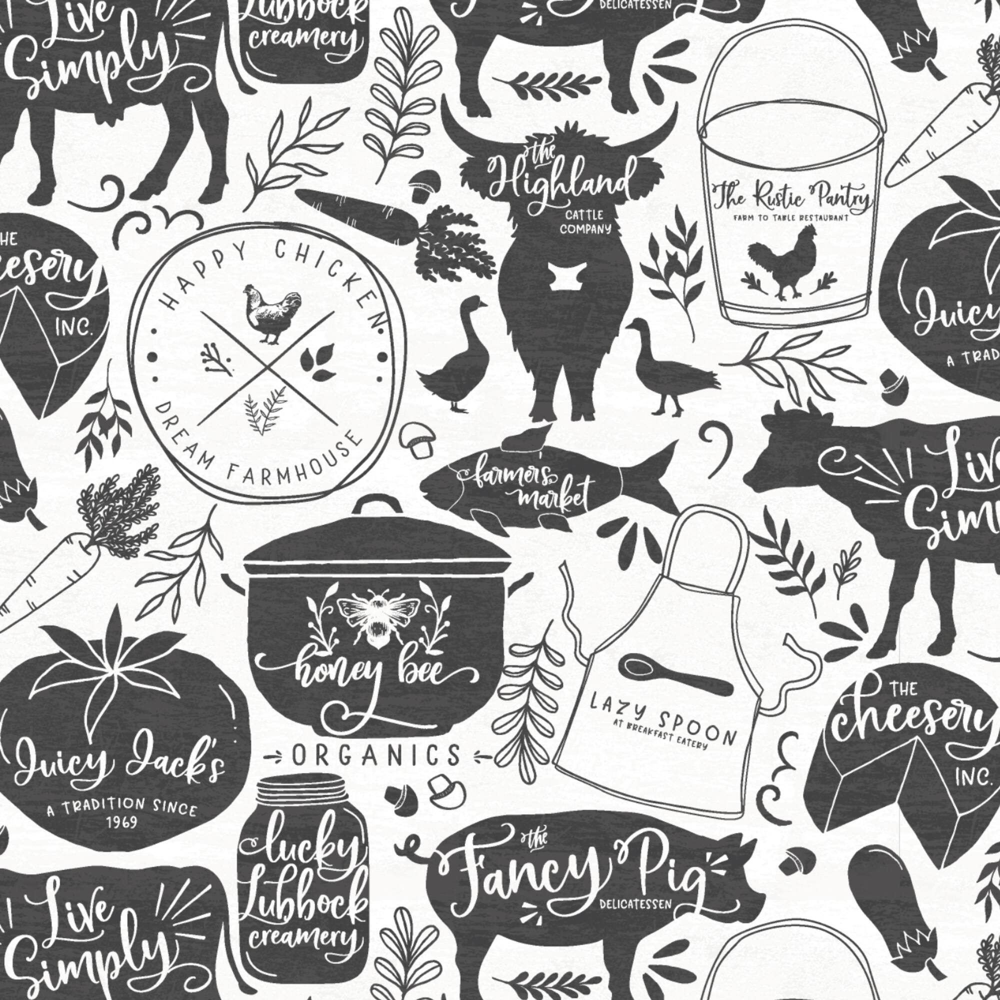 Black & White Farmhouse Cotton Fabric Bundle by Loops & Threads™